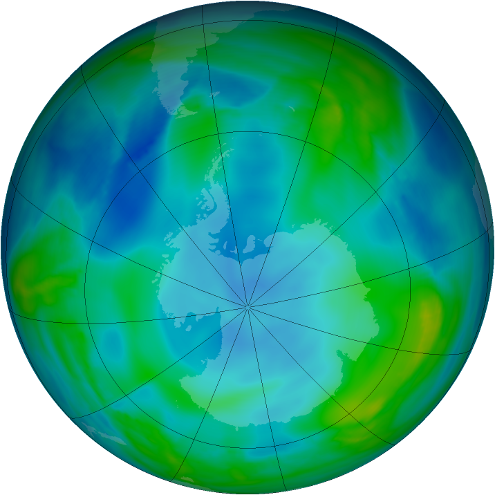 Antarctic ozone map for 31 May 2007